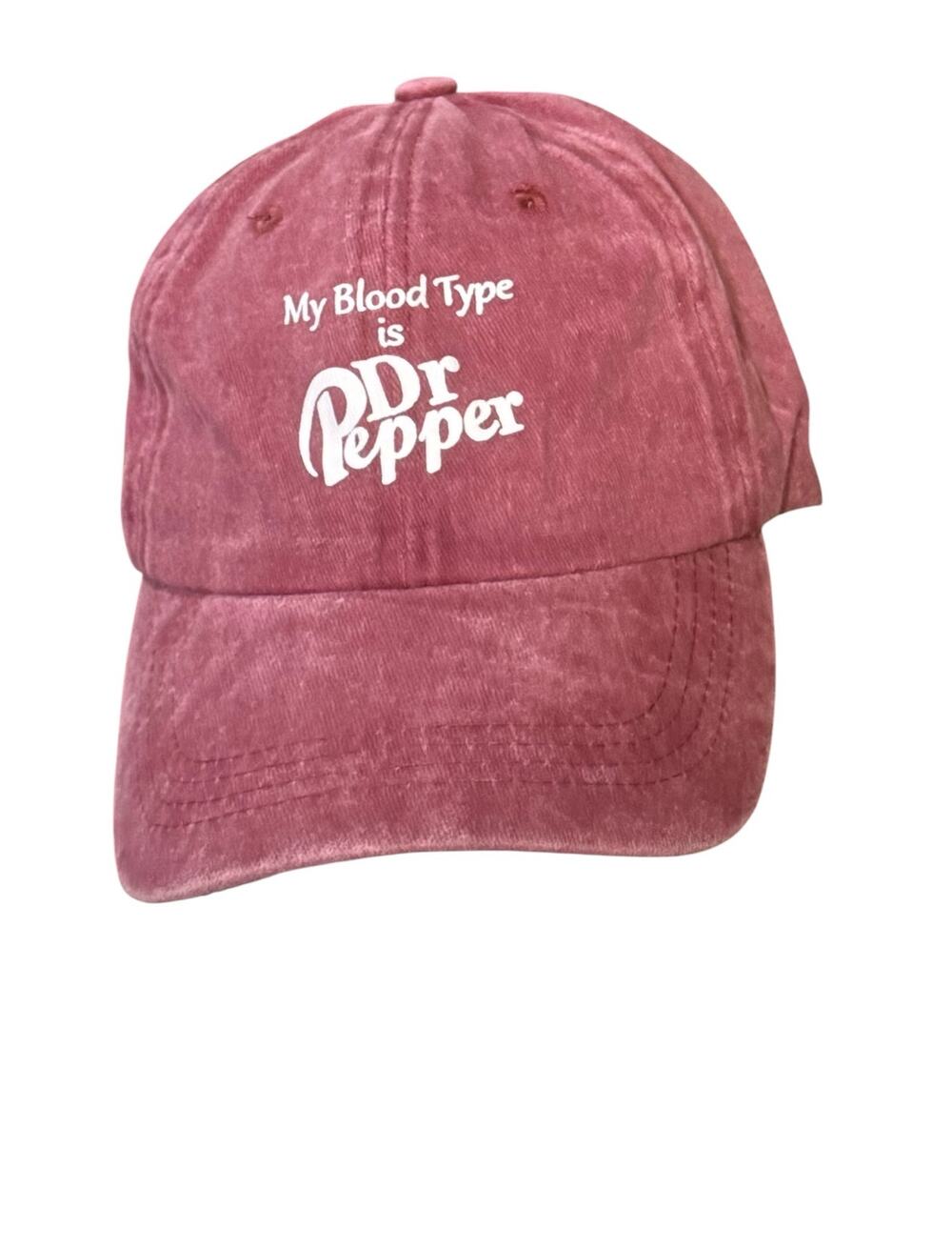 My Blood Type is Dr Pepper Burgundy Adjustable Hat Cap